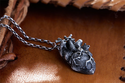 Anatomisches Herz Anhänger 925 Silber | Handgefertigt | Gothic Schmuck | Medizin Anatomie