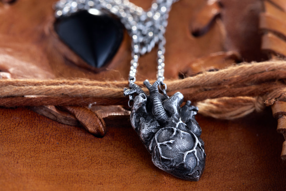 Anatomisches Herz Anhänger 925 Silber | Handgefertigt | Gothic Schmuck | Medizin Anatomie