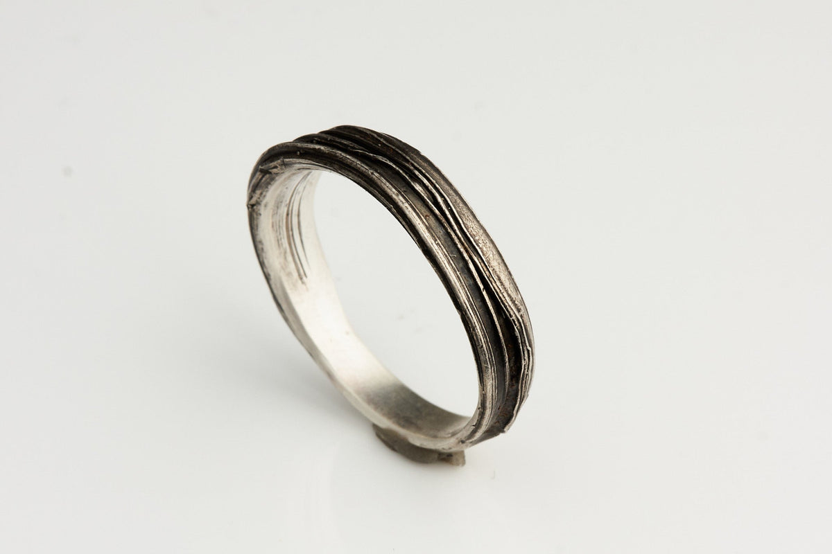 Kaugummi Ring Nr.2 Mitsuro Hikime Traditionel Japanische Technik 925 Silber geschwärzt