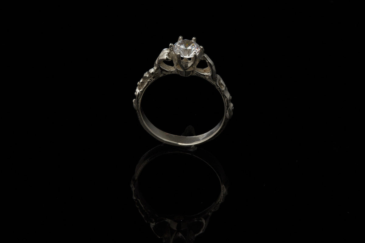 Verlobungs- und Solitär Ring mit Wellenmuster im japanischen Tatoo Stil 925 Silber